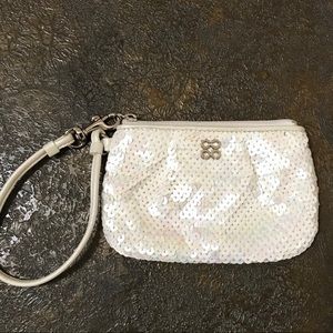 Coach Authentic White Sequin Wristlet